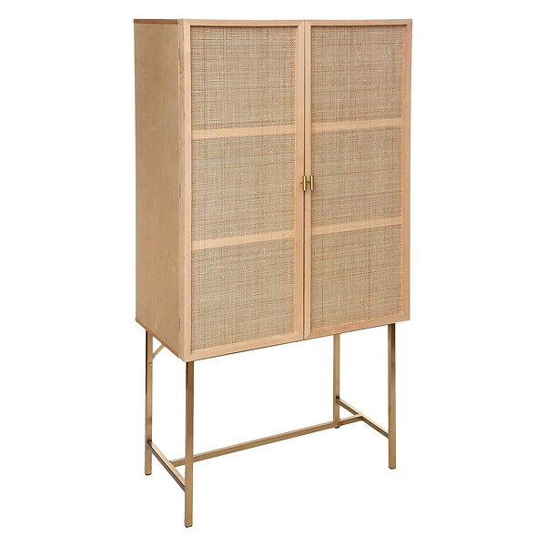 ATMOSPHERA - Buffet haut 2 portes "Rayo" cannage rotin 80x165cm - large