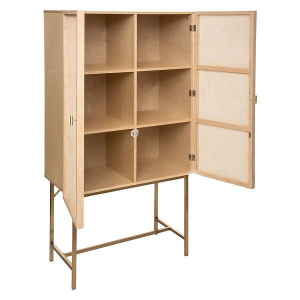 ATMOSPHERA - Buffet haut 2 portes "Rayo" cannage rotin 80x165cm - large