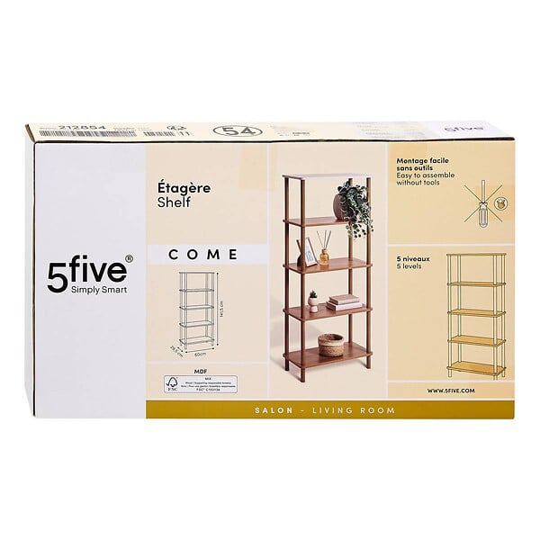 5 FIVE SIMPLY SMART - Etagère 5 niveaux Come bois et effet marbre - large