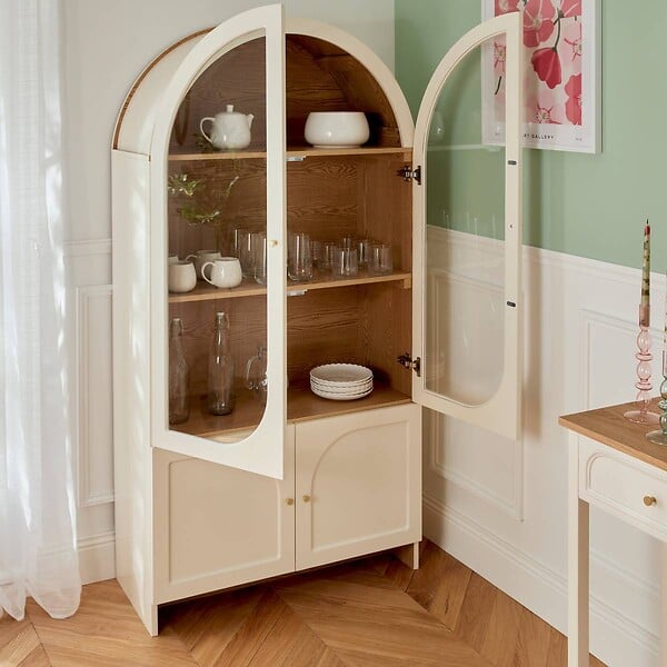 ATMOSPHERA - Vaisselier 4 portes 4 niveaux ivoire H180cm - large