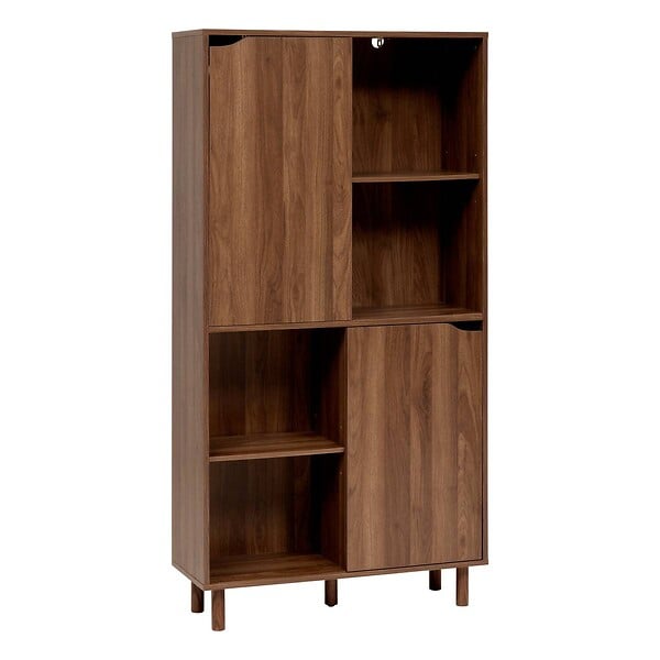 5 FIVE SIMPLY SMART - Bibliothèque 2 portes Slidy bois foncé - large