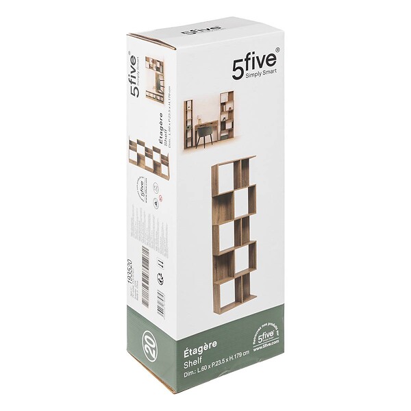 5 FIVE SIMPLY SMART - Étagère colonne double effet chêne naturel beige - large