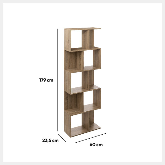 5 FIVE SIMPLY SMART - Étagère colonne double effet chêne naturel beige - large