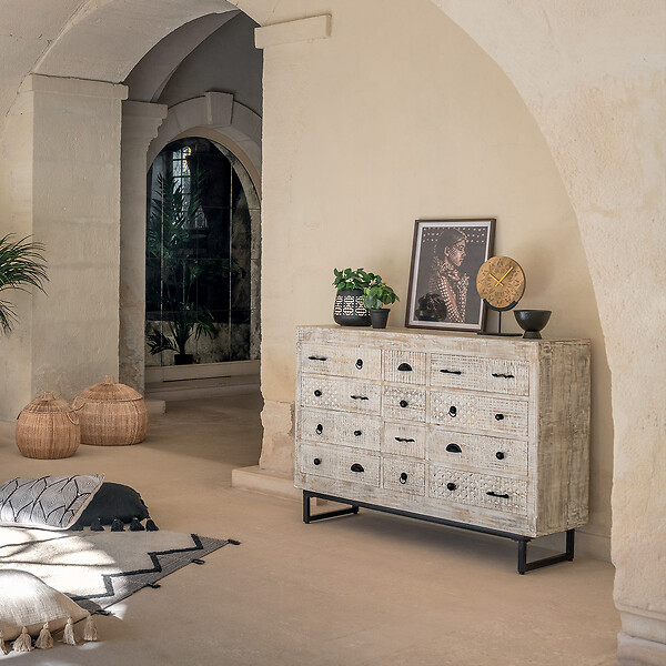 ATMOSPHERA - Commode 12 tiroirs "Ajay" manguier 12 tiroirs - large