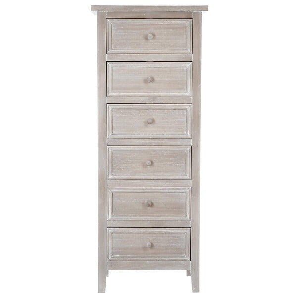 ATMOSPHERA - Chiffonnier "Charme" bois blanchi 6 tiroirs - large