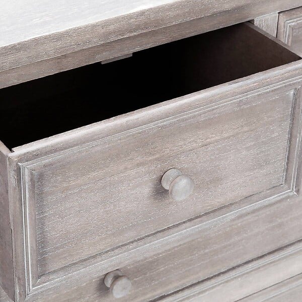 ATMOSPHERA - Chiffonnier "Charme" bois blanchi 5 tiroirs - large