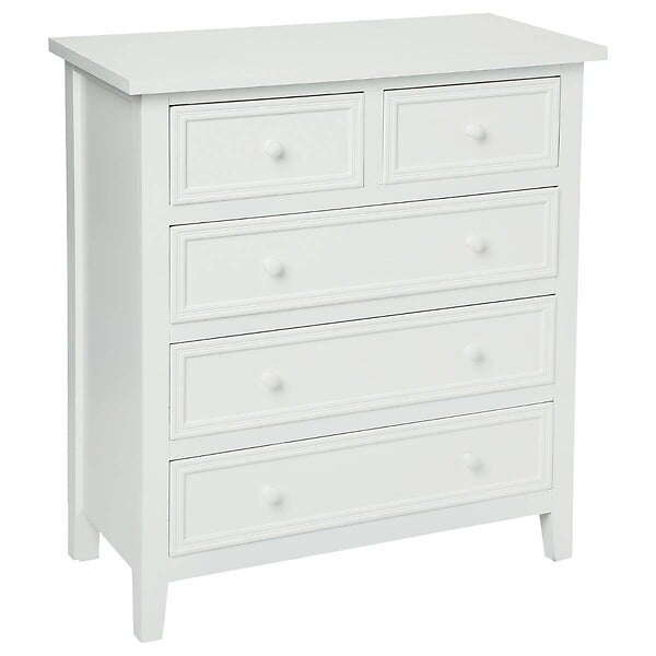 ATMOSPHERA - Chiffonnier "Charme" blanc 5 tiroirs - large