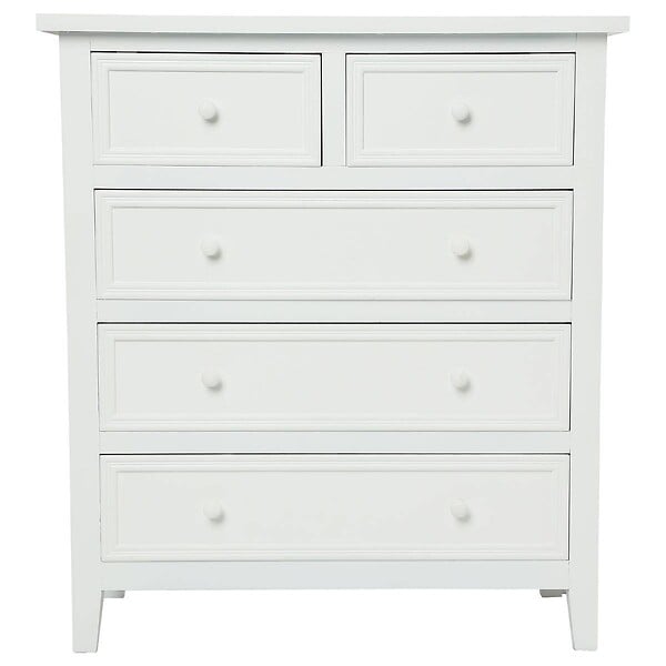 ATMOSPHERA - Chiffonnier "Charme" blanc 5 tiroirs - large