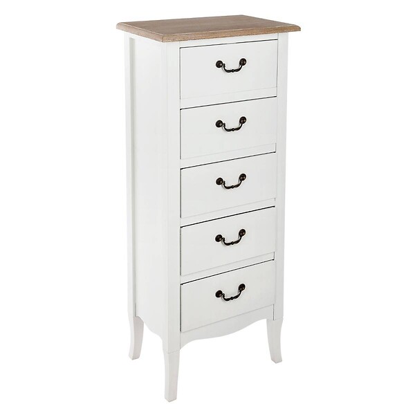 ATMOSPHERA - Chiffonnier "Chrysa" blanc 5 tiroirs - large