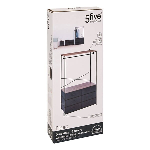 5 FIVE SIMPLY SMART - Dressing penderie 6 tiroirs "Tissa" - large