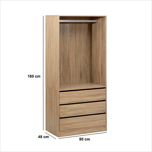 5 FIVE SIMPLY SMART - Dressing "Dolo" 3 tiroirs avec penderie effet bois - large