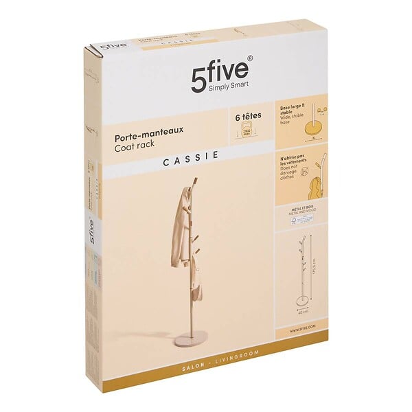 5 FIVE SIMPLY SMART - Porte-manteaux 6 patères Cassie beige H 175,5cm - large