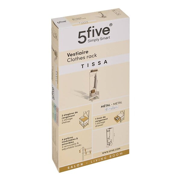 5 FIVE SIMPLY SMART - Dressing Tissa 4 patères 1 tiroir beige - large
