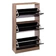 5 FIVE SIMPLY SMART - Meuble range-chaussures 3 tiroirs noir/effet chêne - vignette