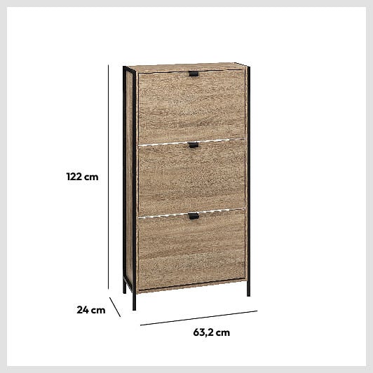 5 FIVE SIMPLY SMART - Meuble range-chaussures 3 tiroirs "Aliaj" effet chêne naturel - large