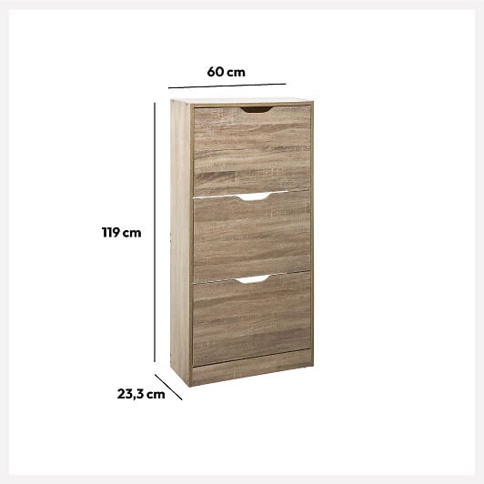 5 FIVE SIMPLY SMART - Meuble range-chaussures 3 tiroirs effet chêne naturel - large