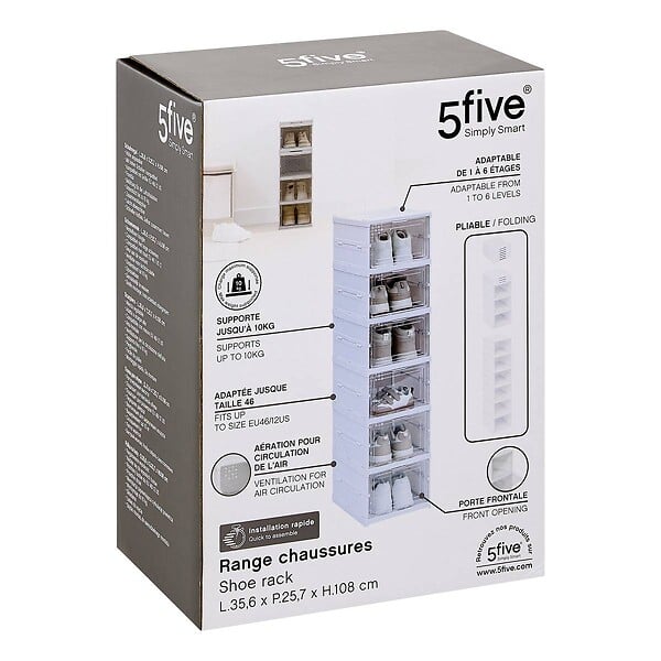 5 FIVE SIMPLY SMART - Range-chaussures Fold'n Box 6 paires blanc - large