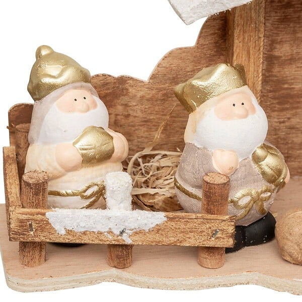 FEERIC LIGHTS & CHRISTMAS - Déco nativité 7 santons 33x16cm grès et MDF - large