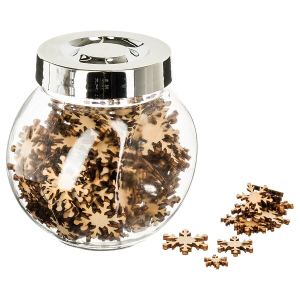 ATMOSPHERA - Bocal d'accessoires déco étoile ou flocon bois - large