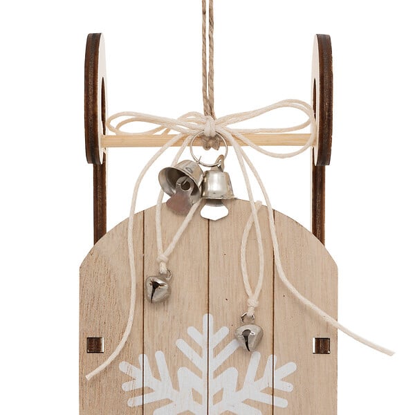 FEERIC LIGHTS & CHRISTMAS - Suspension de Noël Luge en Bois avec déco Flocon H 20 cm - large