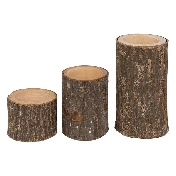 FEERIC LIGHTS & CHRISTMAS - Lot de 3 photophores H.5 - 7 - 11cm bois - large