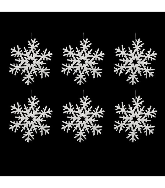 FEERIC LIGHTS & CHRISTMAS - Déco de Noël Lot de 6 Flocons pailletés à suspendre D 20 cm - large