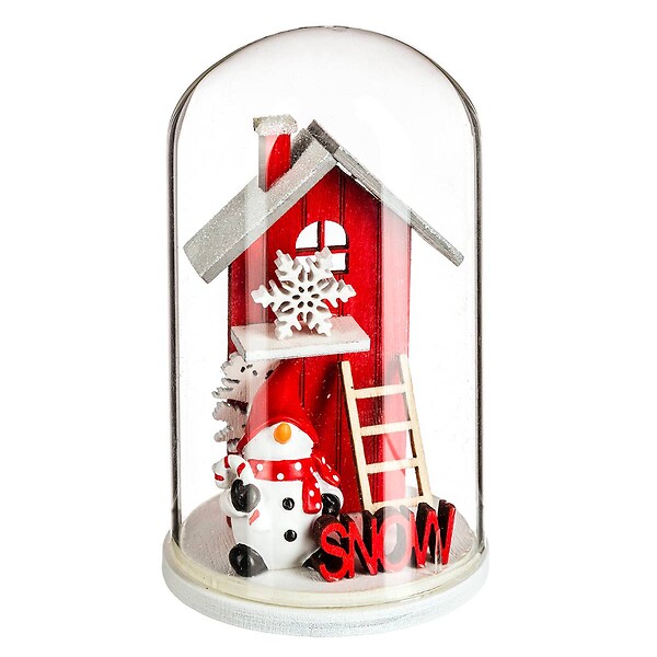 FEERIC LIGHTS & CHRISTMAS - Déco sujet bois sous cloche H12 - large