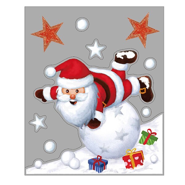 FEERIC LIGHTS & CHRISTMAS - Sticker père noël paillettes 2 assortiments 29x35cm - large