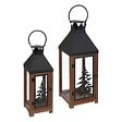 FEERIC LIGHTS & CHRISTMAS - LANTERNE BOIS SAPIN METAL X2 - vignette