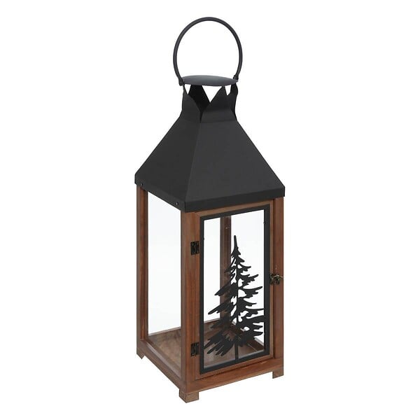 FEERIC LIGHTS & CHRISTMAS - LANTERNE BOIS SAPIN METAL X2 - large
