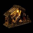 FEERIC LIGHTS & CHRISTMAS - Crèche de Noël à LED avec 7 santons 20x13cm résine et bois - vignette