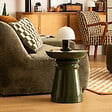 ATMOSPHERA - Table d'appoint totem Jaya métal vert D38cm - vignette