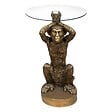 ATMOSPHERA - Table à café "Monkey" en résine & verre trempé D40cm doré - vignette