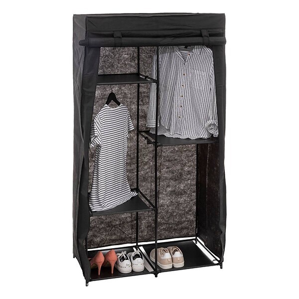 5 FIVE SIMPLY SMART - Armoire penderie modulable tissu noir - large