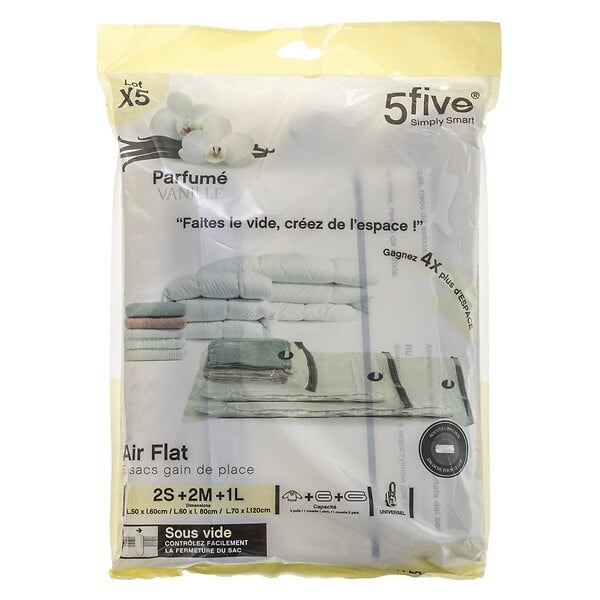 5 FIVE SIMPLY SMART - Lot de 5 sacs compresseurs d'air parfumés - large