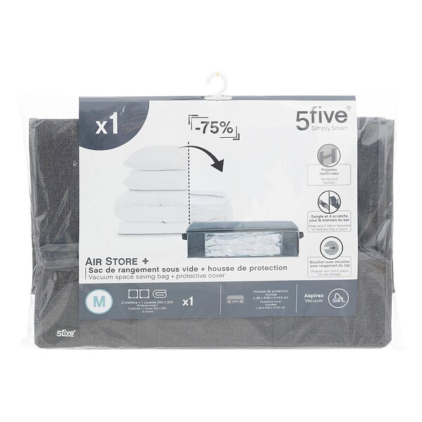 5 FIVE SIMPLY SMART - Housse rangement sous vide 60x45x15cm "Air-Store" - large