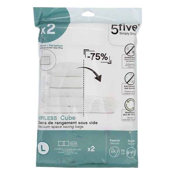 5 FIVE SIMPLY SMART - Lot de 2 sacs compresseurs "Air-cube" - large