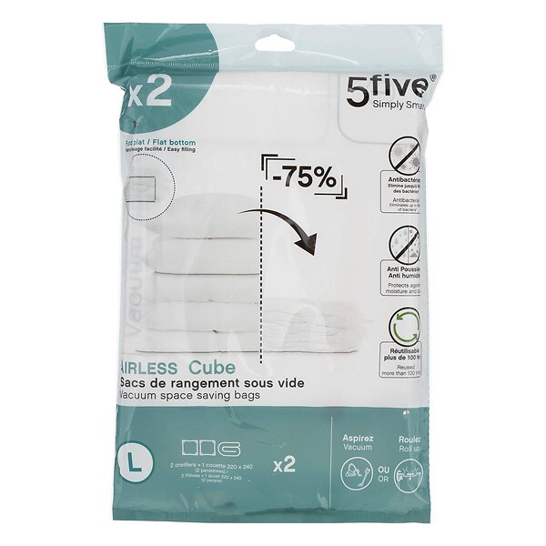 5 FIVE SIMPLY SMART - Lot de 2 sacs compresseurs "Air-cube" - large