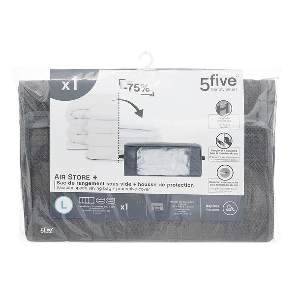 5 FIVE SIMPLY SMART - Housse rangement sous vide 60x45x25cm "Air-Store" - large