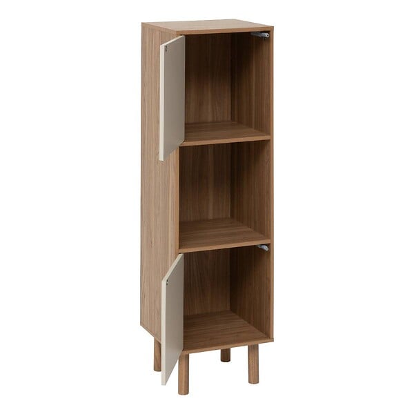 5 FIVE SIMPLY SMART - Etagère 3 cases 2 portes Mix'N'Match bois et motif rayé - large