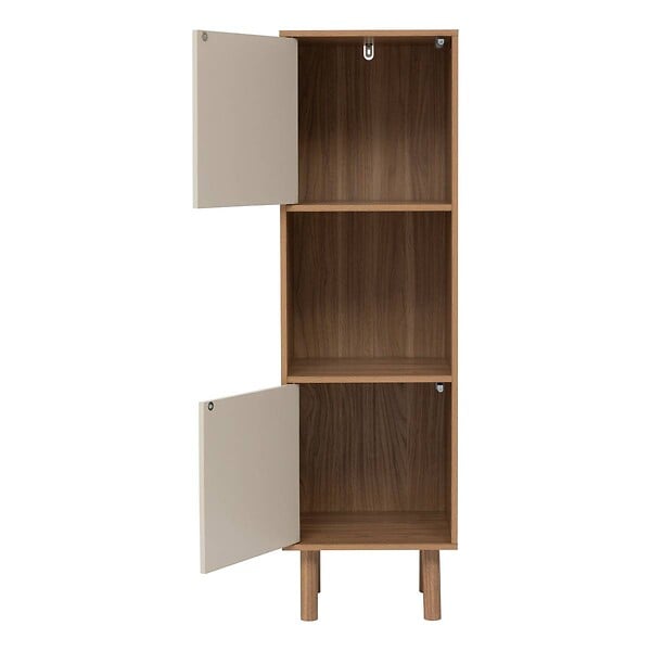 5 FIVE SIMPLY SMART - Etagère 3 cases 2 portes Mix'N'Match bois et motif rayé - large