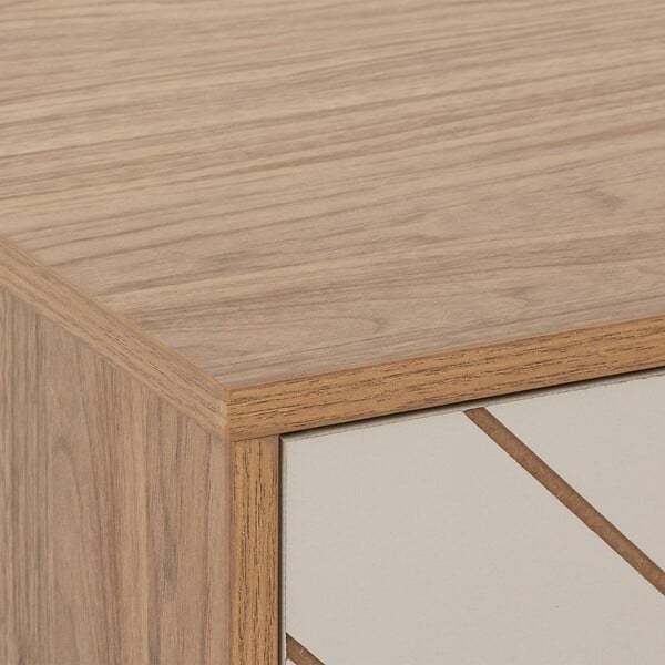 5 FIVE SIMPLY SMART - Etagère 3 cases 2 portes Mix'N'Match bois et motif rayé - large