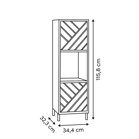 5 FIVE SIMPLY SMART - Etagère 3 cases 2 portes Mix'N'Match bois et motif rayé - large