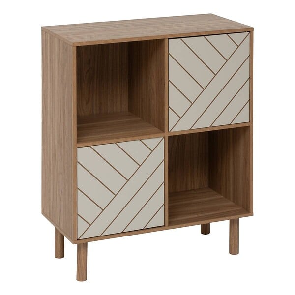 5 FIVE SIMPLY SMART - Etagère 4 cases Mix'N'Match bois et motif rayé - large