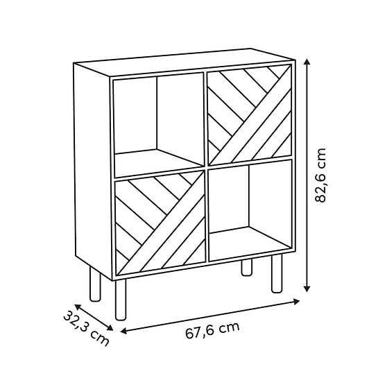 5 FIVE SIMPLY SMART - Etagère 4 cases Mix'N'Match bois et motif rayé - large