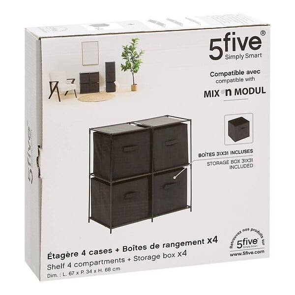 5 FIVE SIMPLY SMART - Etagère 2 niveaux Mix'n Modul noir - large