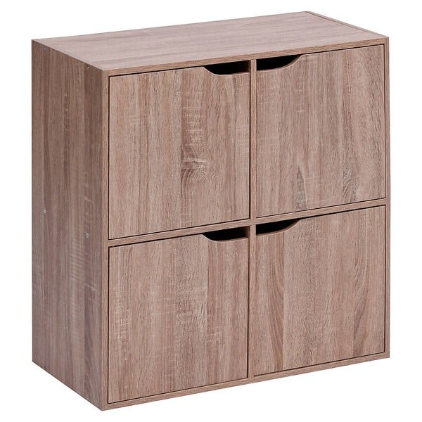 5 FIVE SIMPLY SMART - Etagère 4 portes Mix'n Door bois clair - large