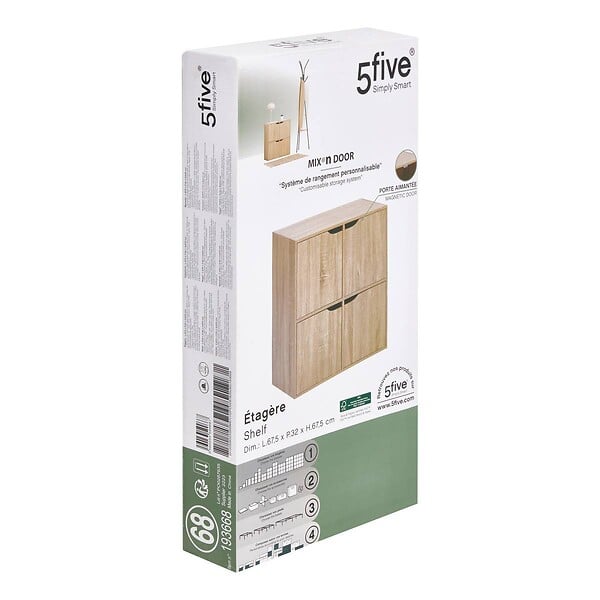 5 FIVE SIMPLY SMART - Etagère 4 portes Mix'n Door bois clair - large