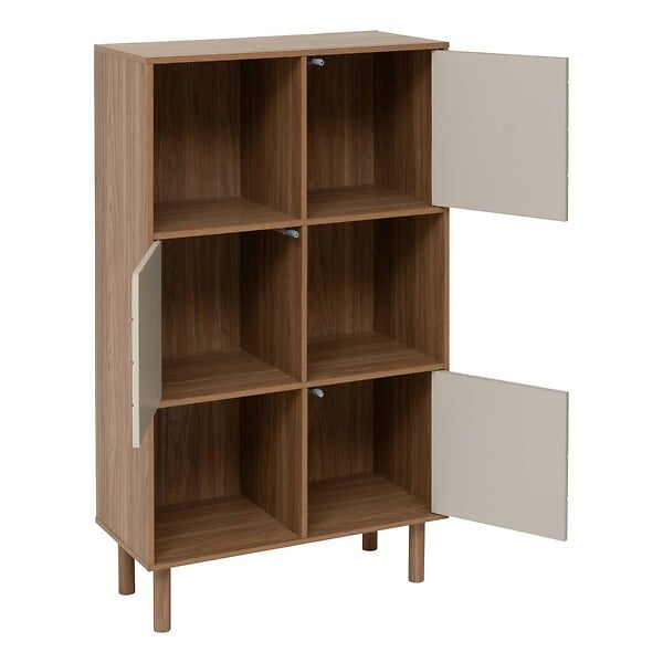 5 FIVE SIMPLY SMART - Etagère 6 cases Mix'N'Match bois et motif rayé - large