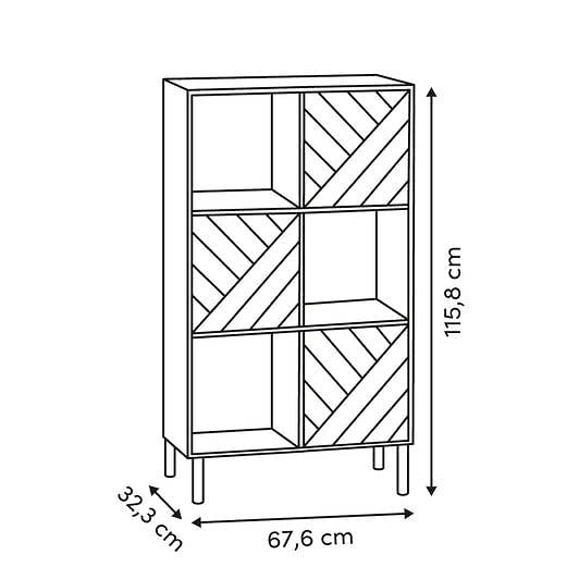 5 FIVE SIMPLY SMART - Etagère 6 cases Mix'N'Match bois et motif rayé - large